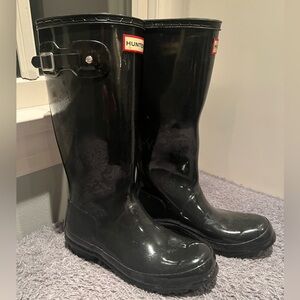 Hunter Big Kids Original Gloss Rain Boots ( Black)